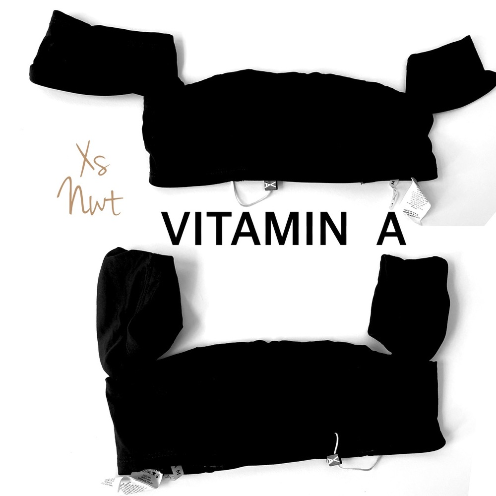 NWT Vitamin A black crop top Sienna or Mila Ecoluxe bandeau mini cap sleeve X